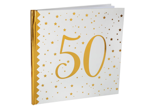 Fehér, nyomtatott vendégkönyv 50 - 24 cm x 24 cm