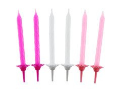 Születésnapi gyertyák világos rózsaszín, sötét rózsaszín és fehér - 24 db.