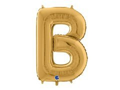Arany B betűs fólialufi - 66 cm - 1 db.