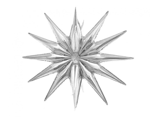 3D ezüst csillag fólialufi - 50 x 46 cm - 1 db.