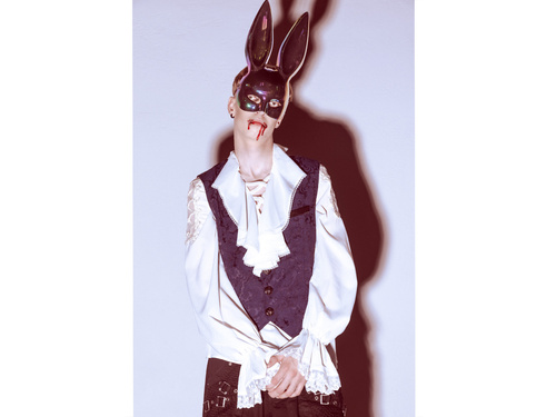 Nyúlfül maszk - fekete - 16.5x34cm - 1 db.