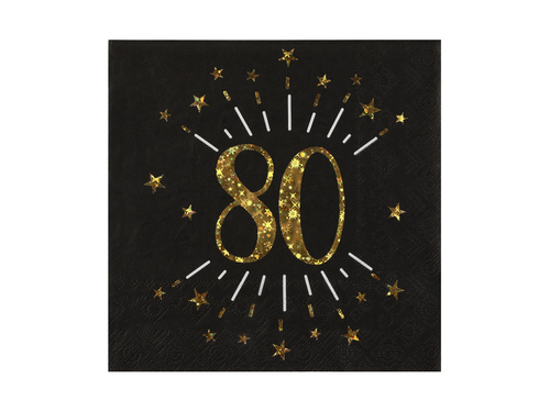 Szikrázó 80. születésnapi party szalvéták - 33 cm - 10 db.