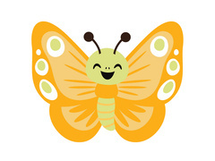 Kétoldalas sárga pillangó dekoráció - 36 x 29 cm