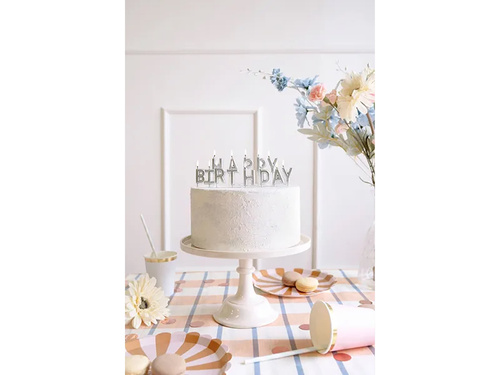 Pikers gyertyák Boldog születésnapot tábla - ezüst