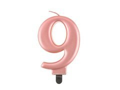 Rózsaarany metál számgyertya - 9 - kilenc - kilenc