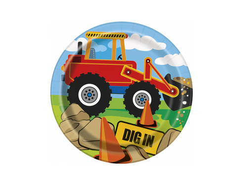 Papírtányérok születésnapokra Építőipari - 18 cm - 8 db.
