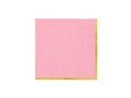 Rózsaszín papírszalvéta aranyszegéllyel - 33 cm - 10 db.