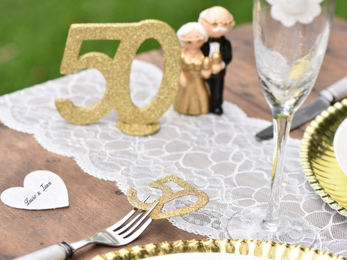 Csillámos asztali dekoráció szám 40 - 5 cm - 6 db.