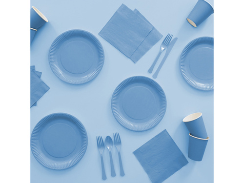 Kék műanyag evőeszközök - 24 darab.