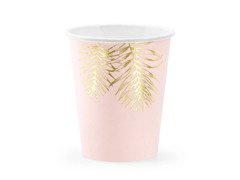 Papírpoharak Világos rózsaszín levelek - 220 ml - 6 db.