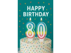 Számgyertyák színes szegéllyel 80-as számmal - 8,5 cm - 2 db.