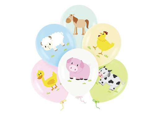 Latex lufi Farm állatok - 30 cm - 6 db.