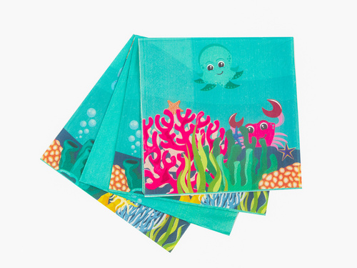 Víz alatti világ szülinapi szalvéták - 33 cm - 10 db.