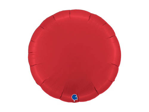 Rubinvörös szatén kerek fólialufi - 30" - 1 db.