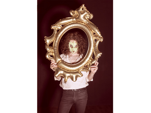 Foszforeszkáló koponya maszk - 14.5x18cm - 1 db.