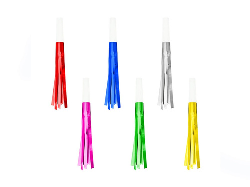 Trombitasípok kibontva, színes rojtokkal - 6 db
