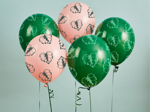 Trópusi levelek latex lufi - 30 cm - 5 db.