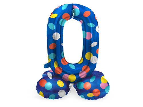 Fólia lufi álló szám 0 Dots - 41 cm - 1 db.