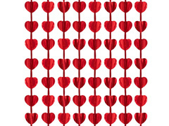 Szívek függönye piros - 100 x 200 cm - 1 db.