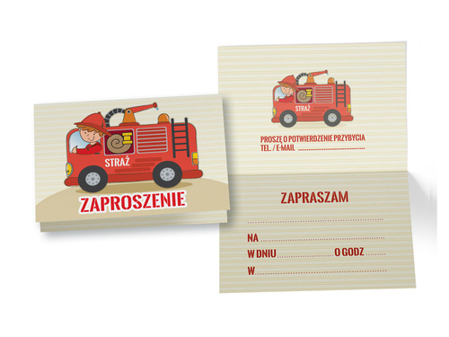 Tűzoltók születésnapi meghívók - 5 db.