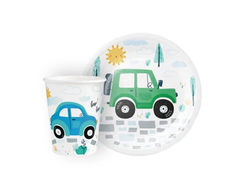 Készlet poharakból + papírtányérokból Cars - 12 db.