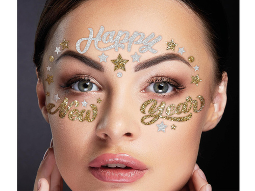 Öntapadós Boldog új évet arc matricák