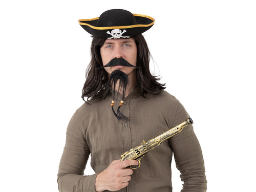 Mesterséges szakáll és bajusz - fekete - 1 op.