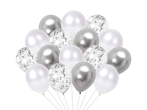 Fehér és ezüst lufi készlet - 26 db.