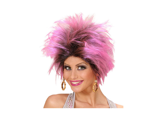 Urban Vibe paróka fülbevalókkal, rózsaszín és fekete