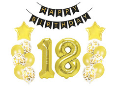 Tizennyolcadik születésnapi lufi készlet arany - 17 db.