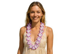 Hawaii nyaklánc lila és fehér - 90 cm - 1 db.