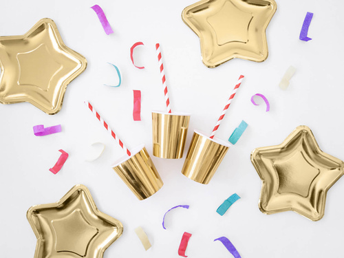 Papírtányérok születésnapra Csillag arany - 23 cm - 6 db.