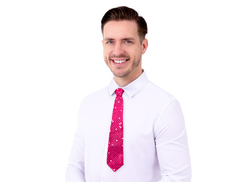 Flitteres nyakkendő - rózsaszín - 36 cm - 1 db.