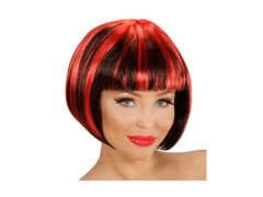 Fekete és piros paróka divatos kiemelésekkel