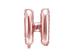 Fólia lufi 'H' betű rózsaszín és arany - 35 cm