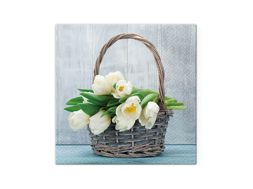 Tulipánok kosárban szalvéták - 33 cm - 20 db.