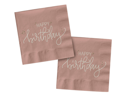 Boldog születésnapot rózsaszín szalvéták - 33 cm - 20 db.