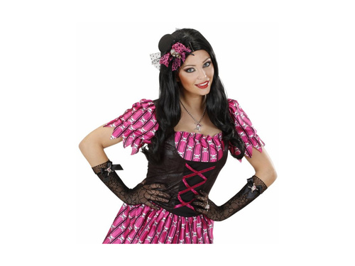 Koponyás kesztyű strasszal és pókhálóval - 33 cm