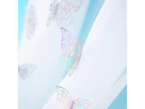 Ezüst holografikus csipke pillangó matricák - 12 db.