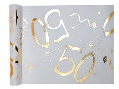 Nyomtatott asztali futó dekoráció 50. születésnapra - 30 cm x 5 m - 1 db.