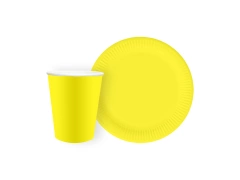 Készlet poharak + papírtányérok sárga - 24 db.