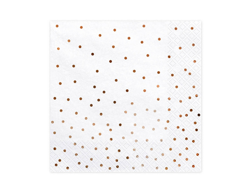 Fehér születésnapi szalvéta rózsaszín és arany kis pöttyökkel - 33 cm - 20 db.