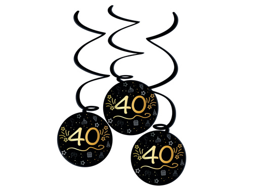 Függő dekorációs örvények negyven fekete - 3 db.