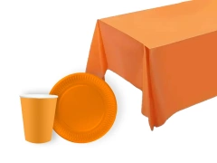 Pohár + szalvéta + papírtányér készlet narancssárga - 24 db.