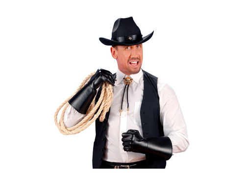 Fekete kesztyű bőrszerű anyagból