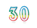 Számgyertyák színes szegéllyel 30-as számmal - 8,5 cm - 2 db.