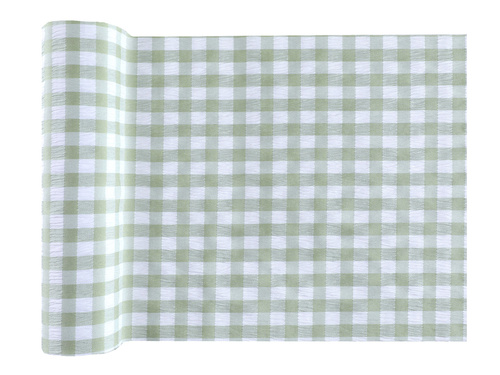 Zöld kockás asztali futó dekoráció - 26 cm x 3 m - 1 db.