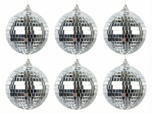 Ezüst diszkógömb - 8 cm - 6 db.