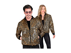 Gold Party Sequin Jacket - Bomber Jacket - Leopárd motívummal