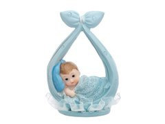 Gyermek figura kék zsebkendőben - 11 cm